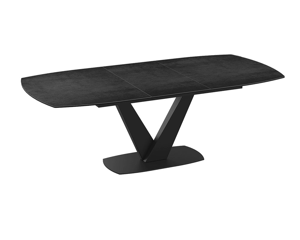 Table céramique extensible de salle a manger effet titane pieds noir - Akante - Souffle d'intérieur