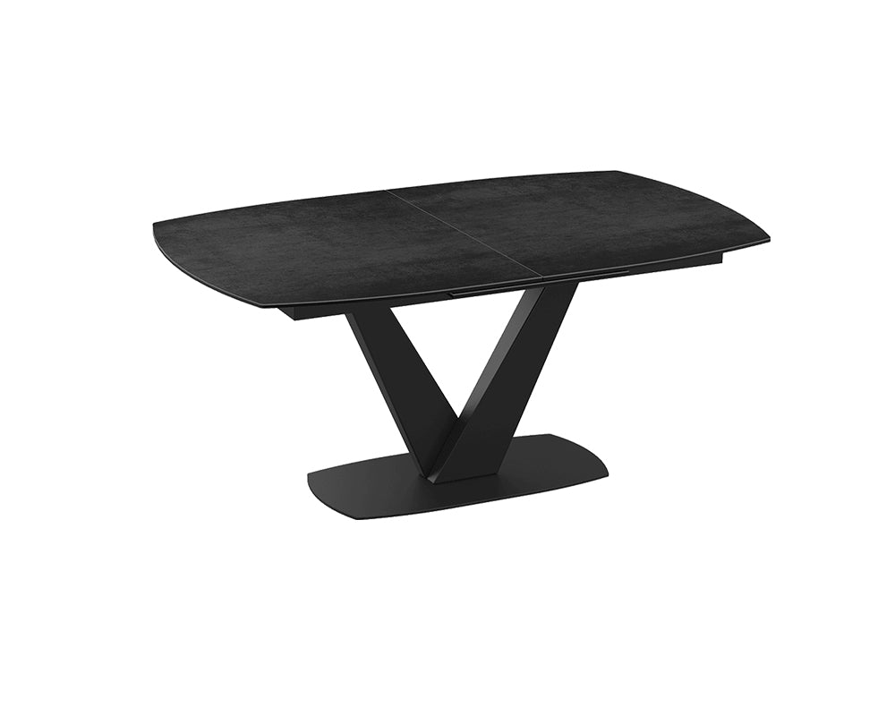 Table céramique extensible de salle a manger effet titane pieds noir - Akante - Souffle d'intérieur