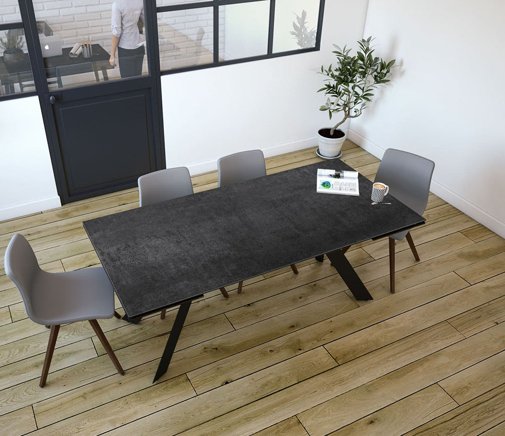 Table céramique titane extensible de salle à manger et de cuisine - SOUFFLE D’INTÉRIEUR