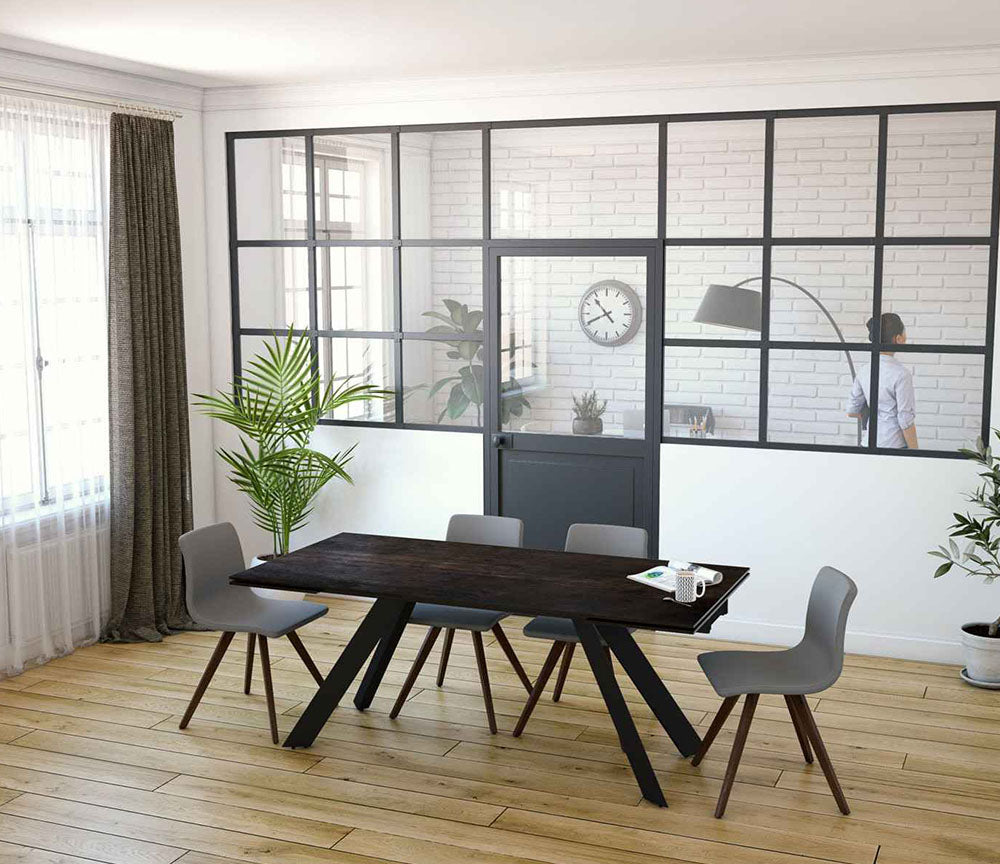 Table céramique rouille extensible de salle à manger et de cuisine - SOUFFLE D’INTÉRIEUR