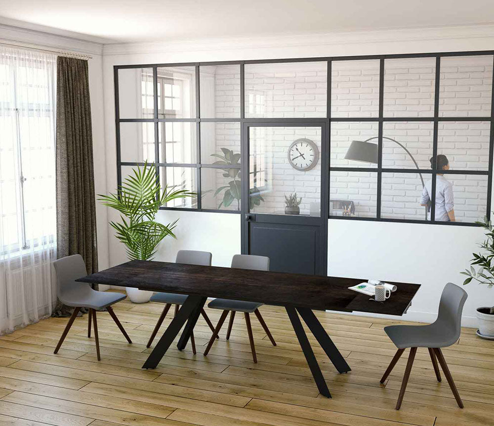 Table céramique rouille extensible de salle à manger et de cuisine - SOUFFLE D’INTÉRIEUR