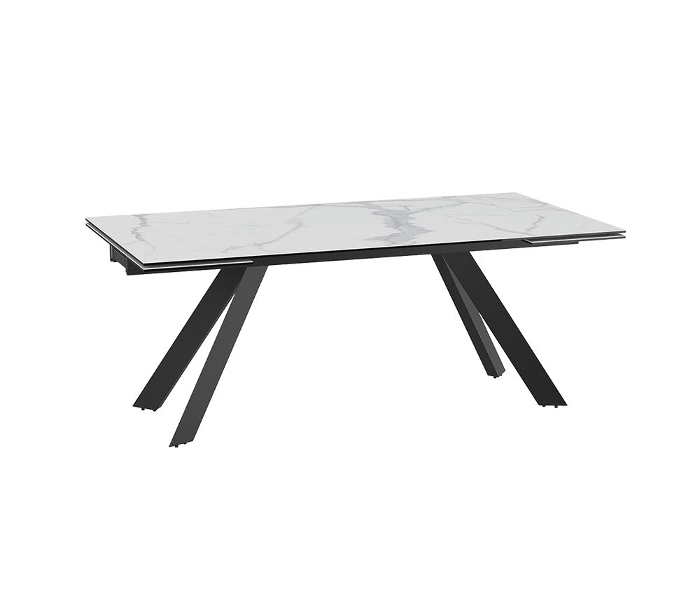 Table céramique blanc extensible de salle à manger et de cuisine - SOUFFLE D’INTÉRIEUR