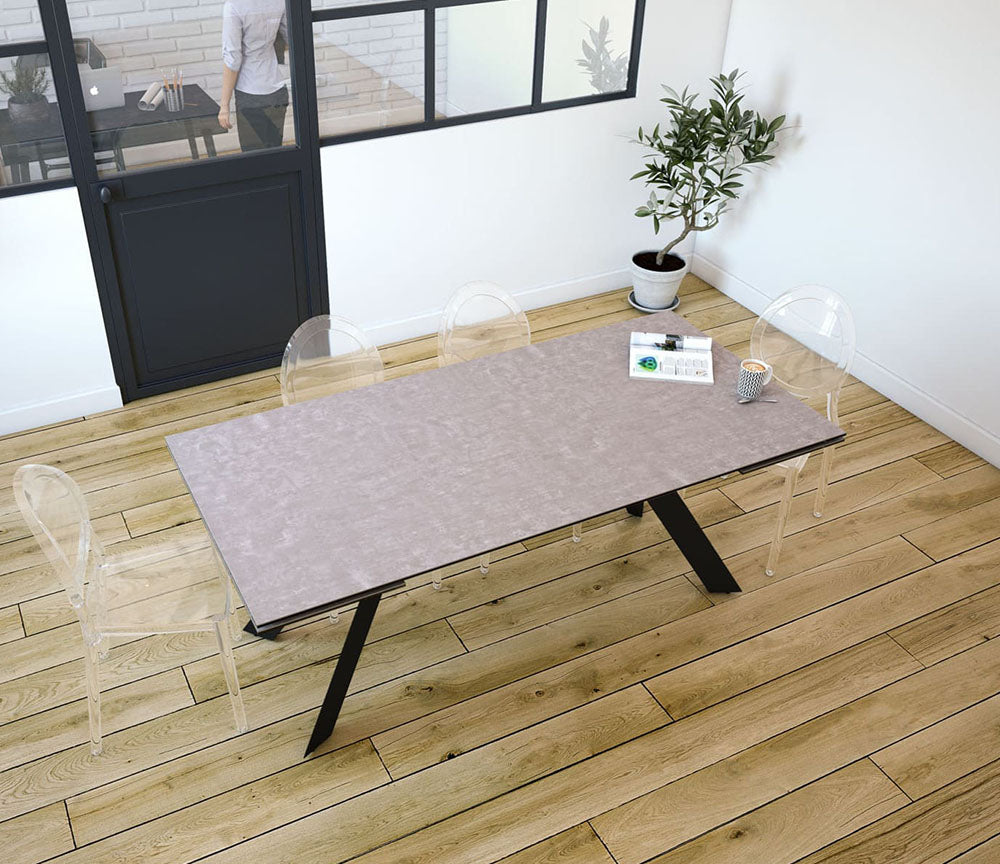 Table céramique taupe extensible de salle à manger et de cuisine - SOUFFLE D’INTÉRIEUR