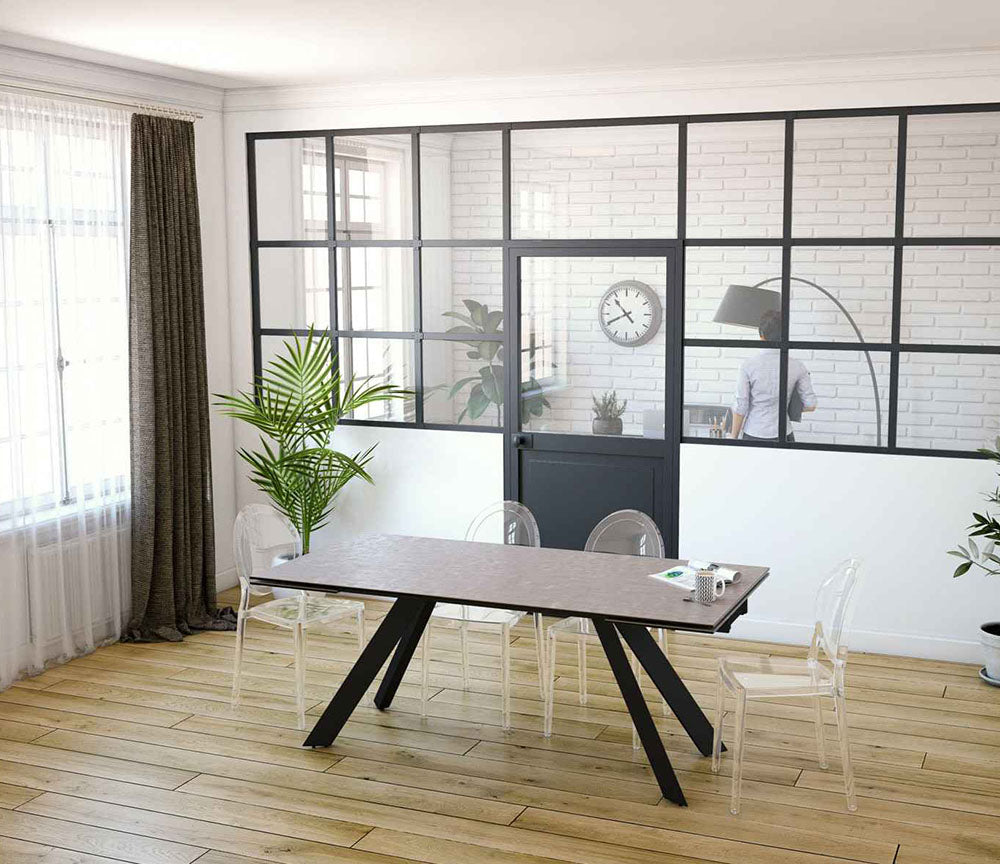 Table céramique taupe extensible de salle à manger et de cuisine - SOUFFLE D’INTÉRIEUR