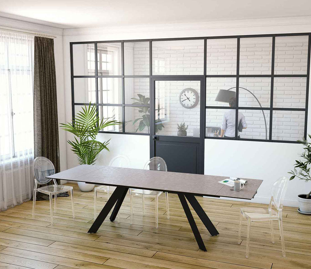Table céramique taupe extensible de salle à manger et de cuisine - SOUFFLE D’INTÉRIEUR