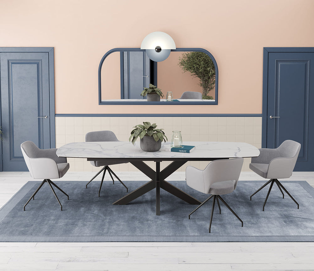Table céramique acier extensible de salle à manger moderne 200cm - Souffle d'intérieur