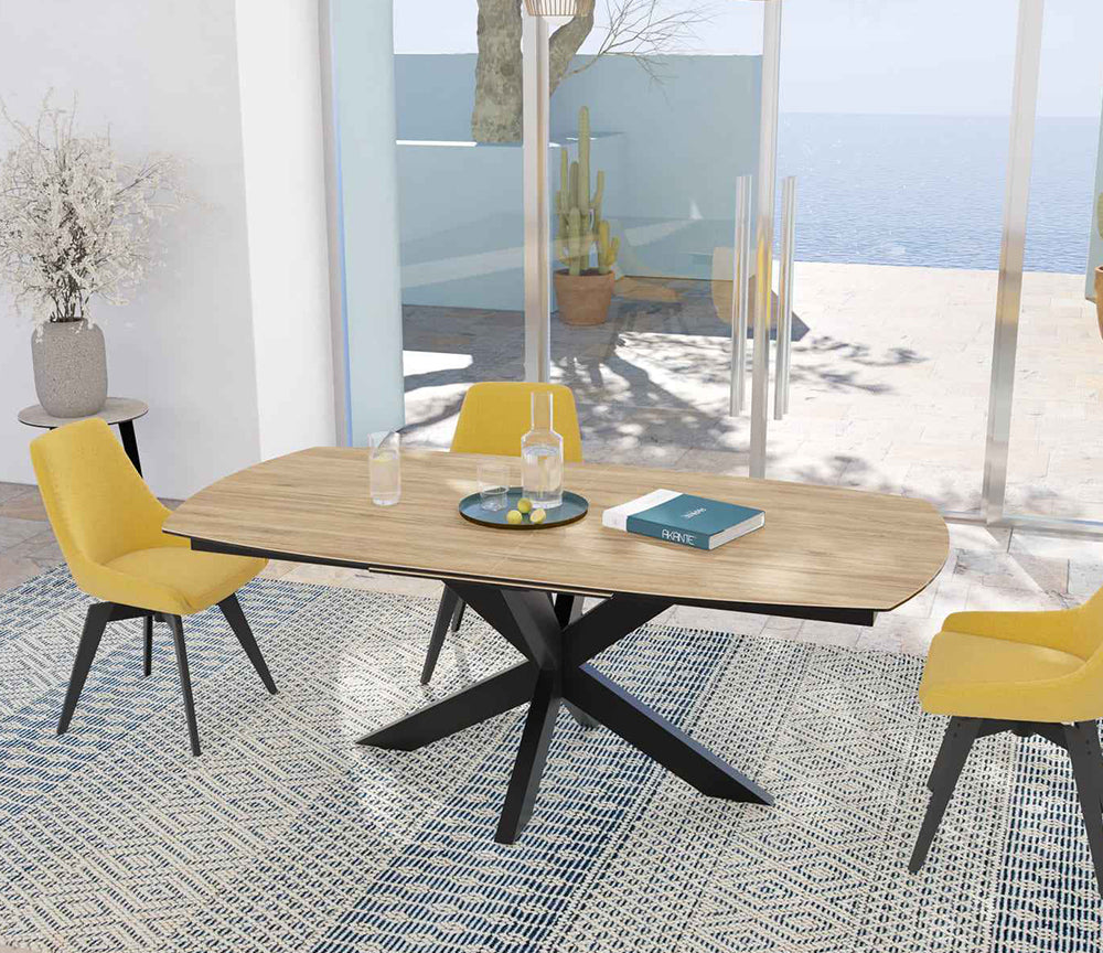 Table céramique acier extensible de salle à manger moderne 200cm - Souffle d'intérieur