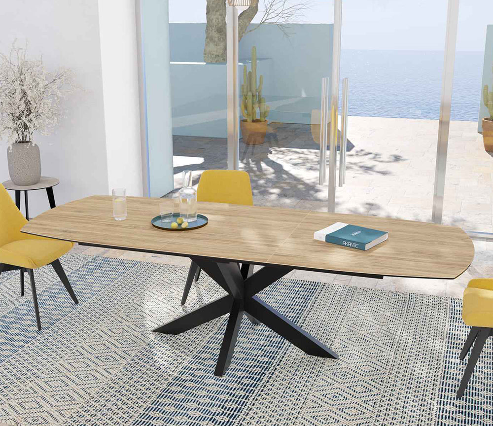 Table céramique acier extensible de salle à manger moderne 200cm - Souffle d'intérieur