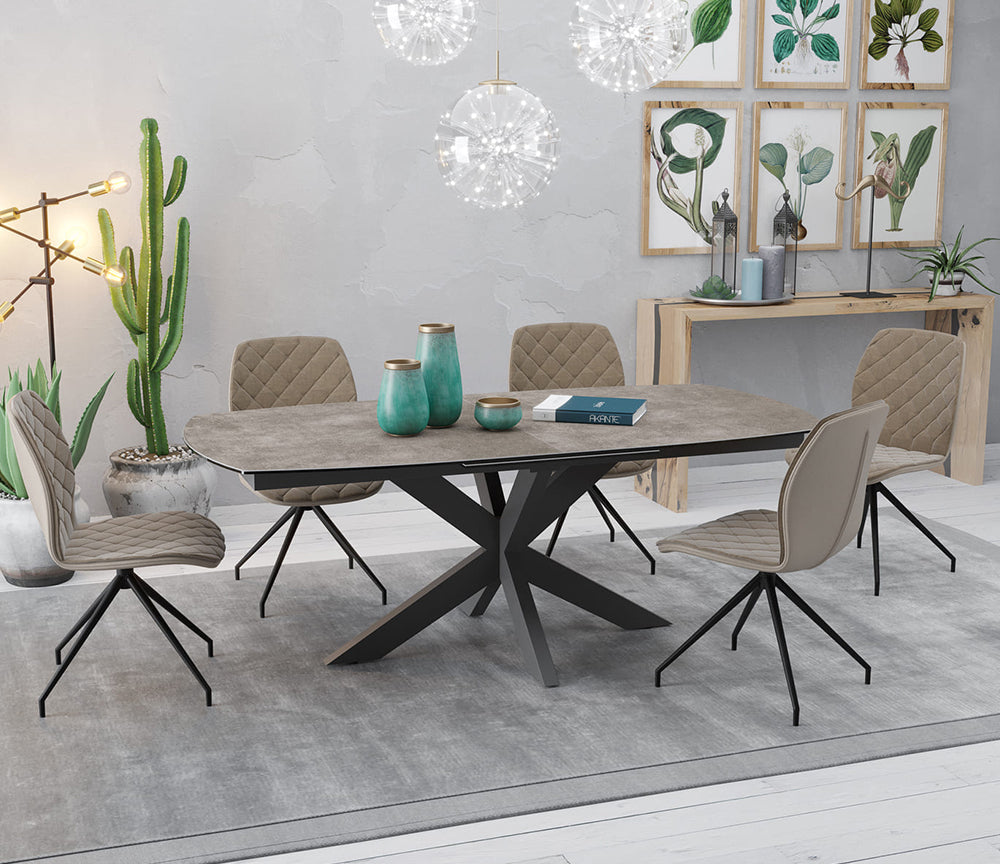 Table céramique acier extensible de salle à manger moderne 200cm - Souffle d'intérieur