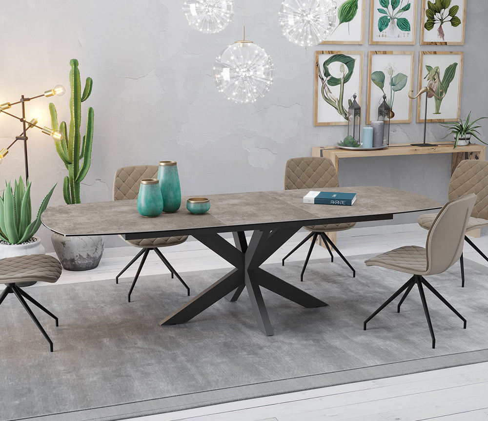 Table céramique acier extensible de salle à manger moderne 200cm - Souffle d'intérieur