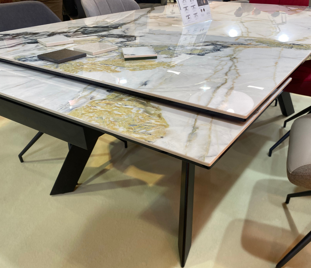 Table céramique extensible marbre calacatta 200x120cm (ouverte 300cm) - Onita XL
