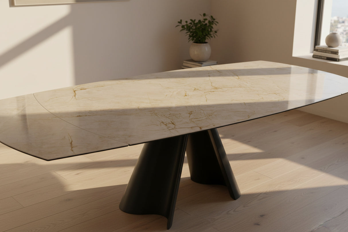 Atlas céramique extensible 6 mm – format 190→270 cm ouvert, finition Cremona