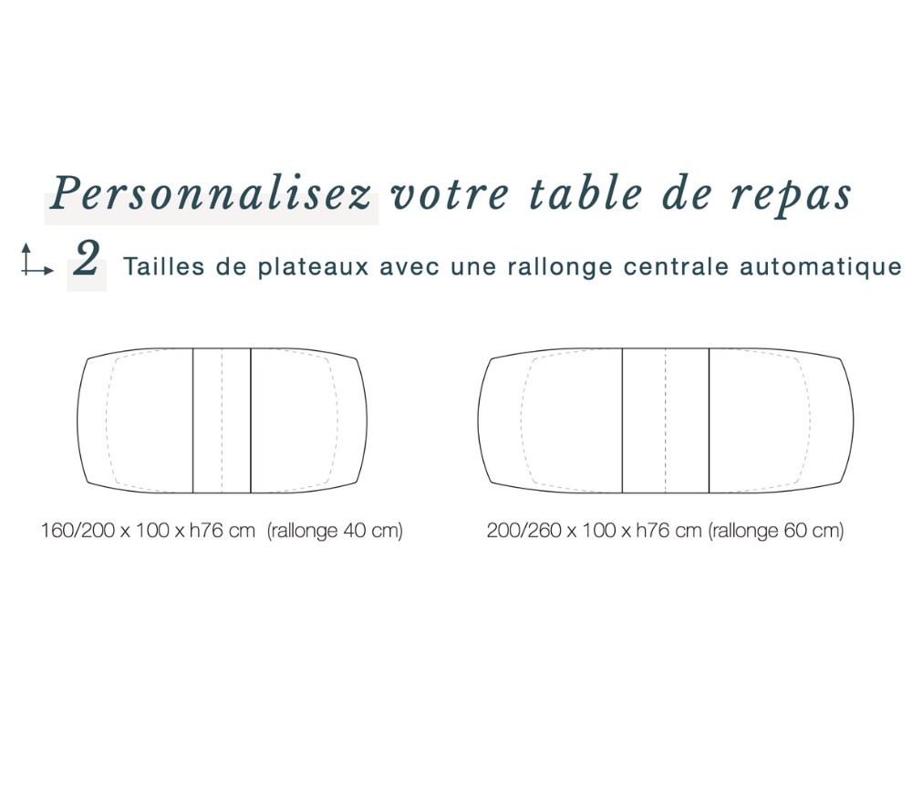 dimensions Table céramique extensible de salle a manger blanche pieds noir - Akante - Souffle d'intérieur