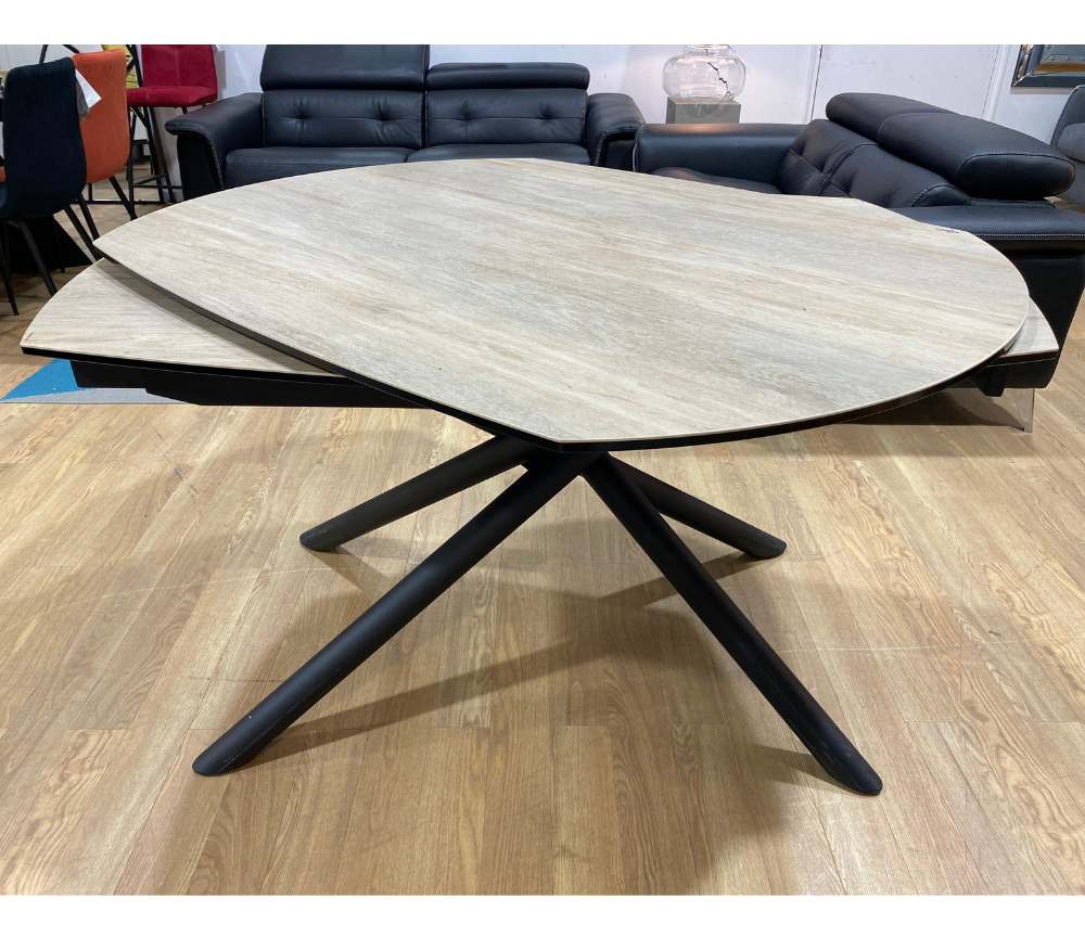 Table à manger céramique bois extensible  L 130cm (ouverte L 190cm)- Miranda