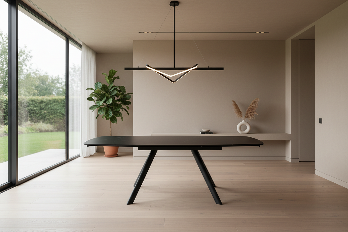 table ceramique effet mmarbre noir dans une salle a manger contemporaine – design moderne