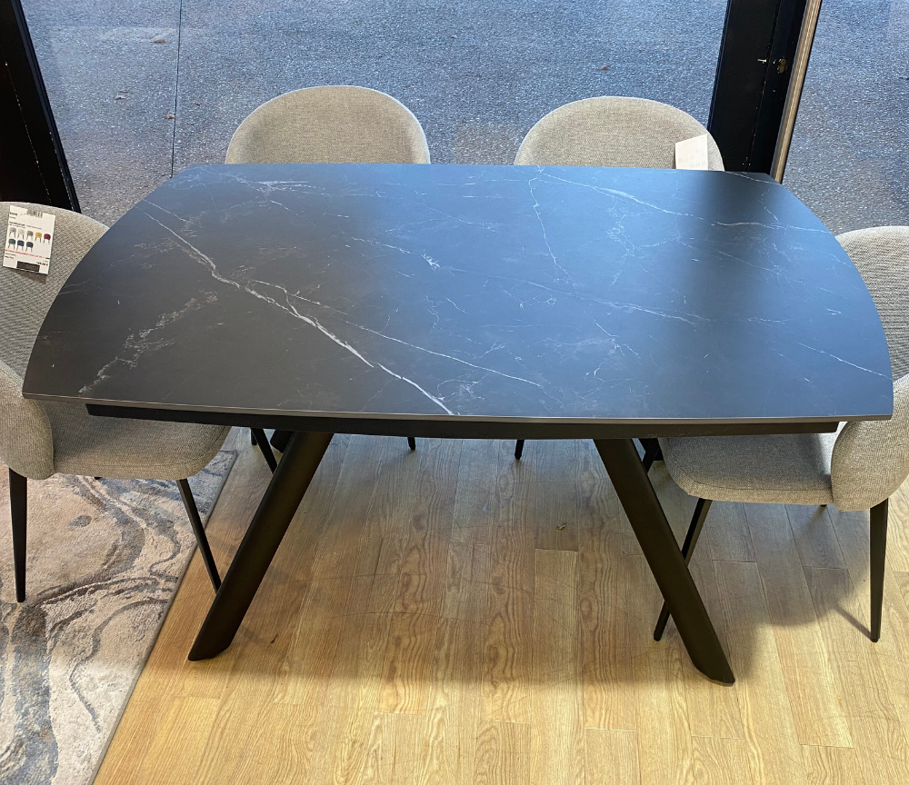 Table marbre noir céramique extensible L 140cm (210cm ouverte) - Terenceta