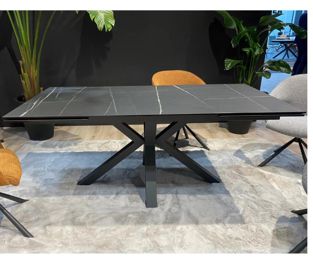 Table céramique extensible design sahara pierre noir L 180cm - Sarah