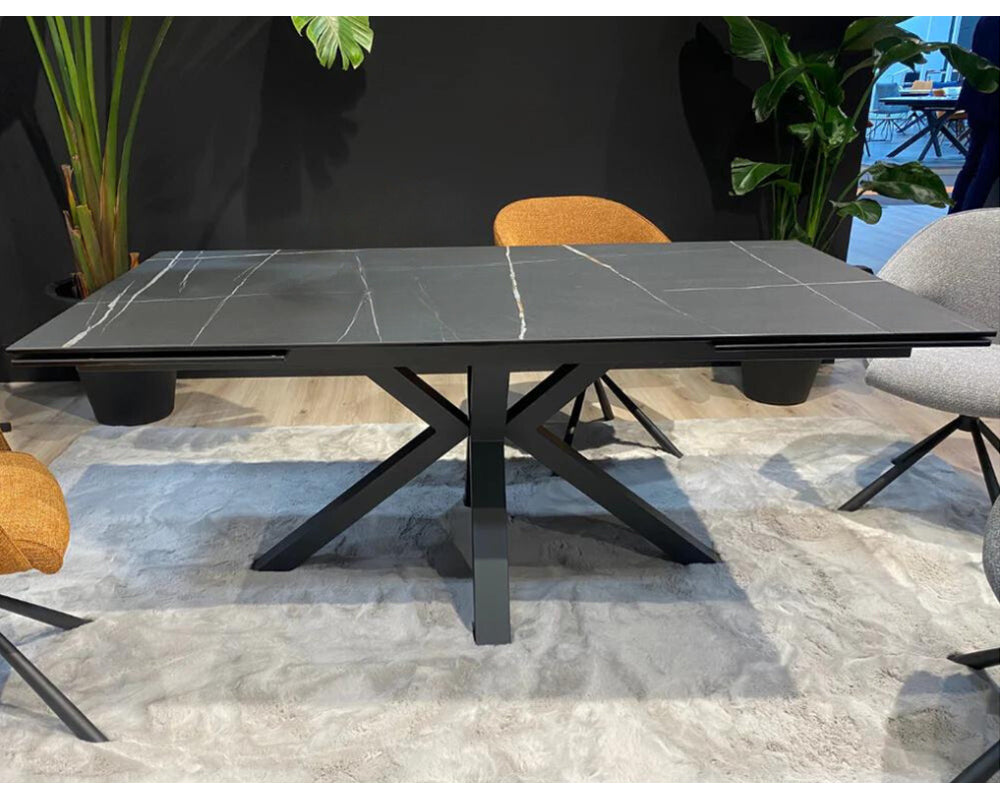 Table céramique extensible design effet pierre noir lievens - Souffle d'intérieur