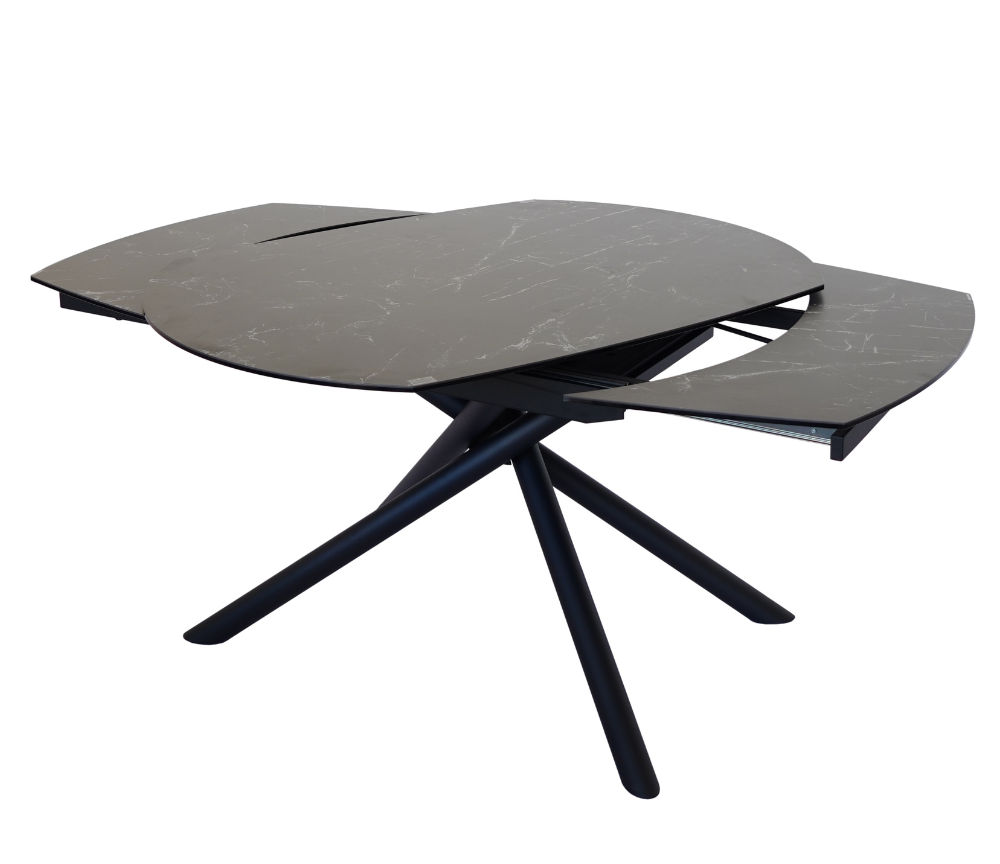 Table céramique extensible marbre noir pieds métal L 130cm - Glory