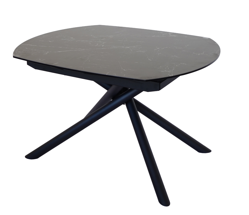Table céramique extensible marbre noir pieds noir design 130cm - Glory