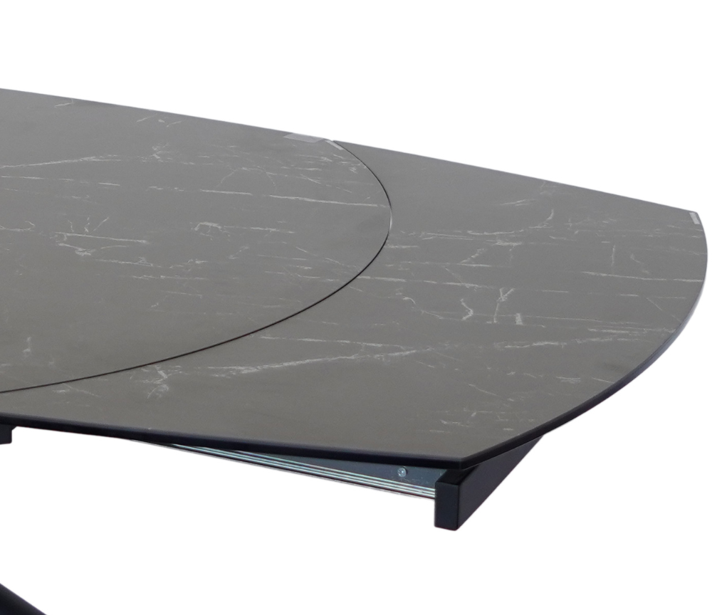 Table céramique extensible marbre noir pieds noir design 130cm - Glory