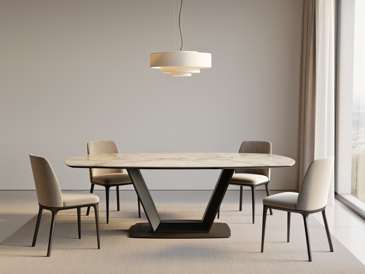 Table ovale extensible en céramique blanche - Natty