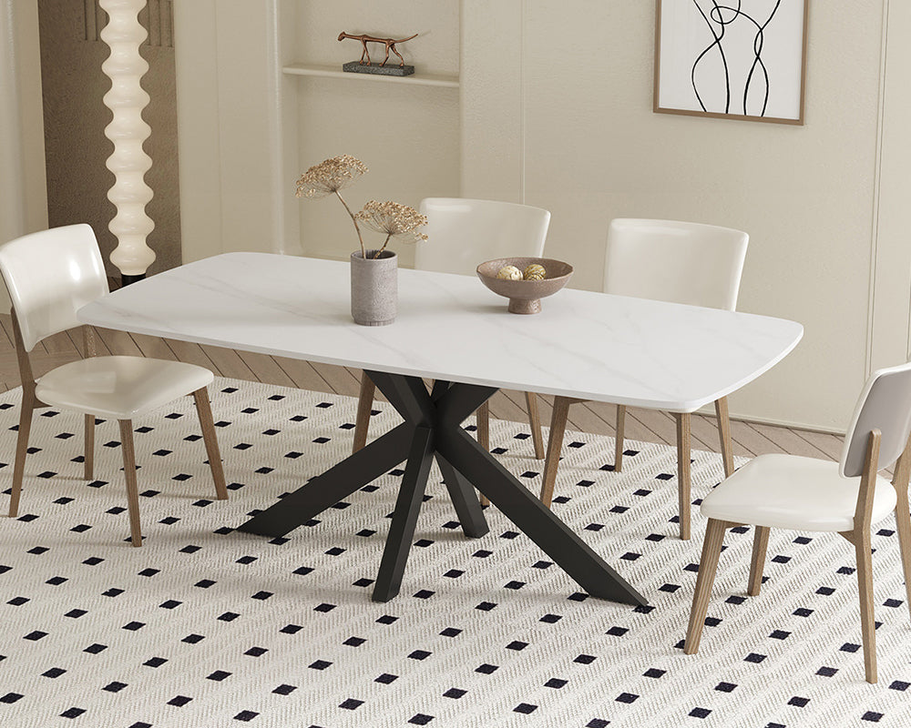 Table blanche Nasa – ambiance salle à manger lumineuse et moderne