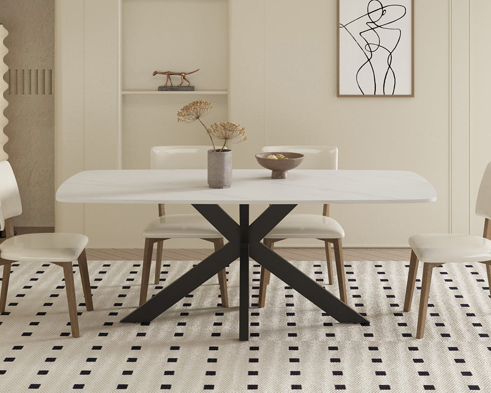 Table céramique blanche Nasa effet marbre clair – style épuré et lumineux