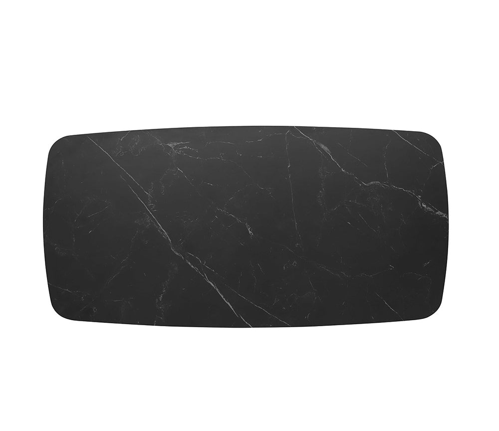 Bords arrondis élégants – table à manger Nasa en céramique marbre noir
