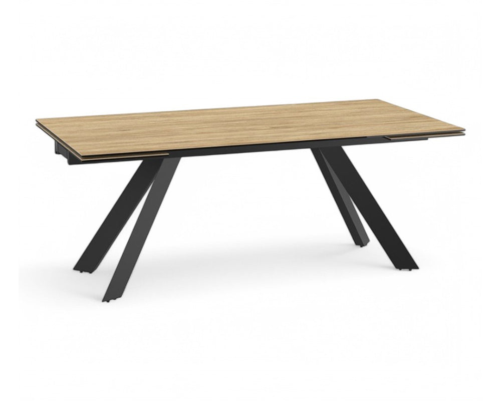 Table céramique bois chêne clair extensible de salle à manger et de cuisine - SOUFFLE D’INTÉRIEUR