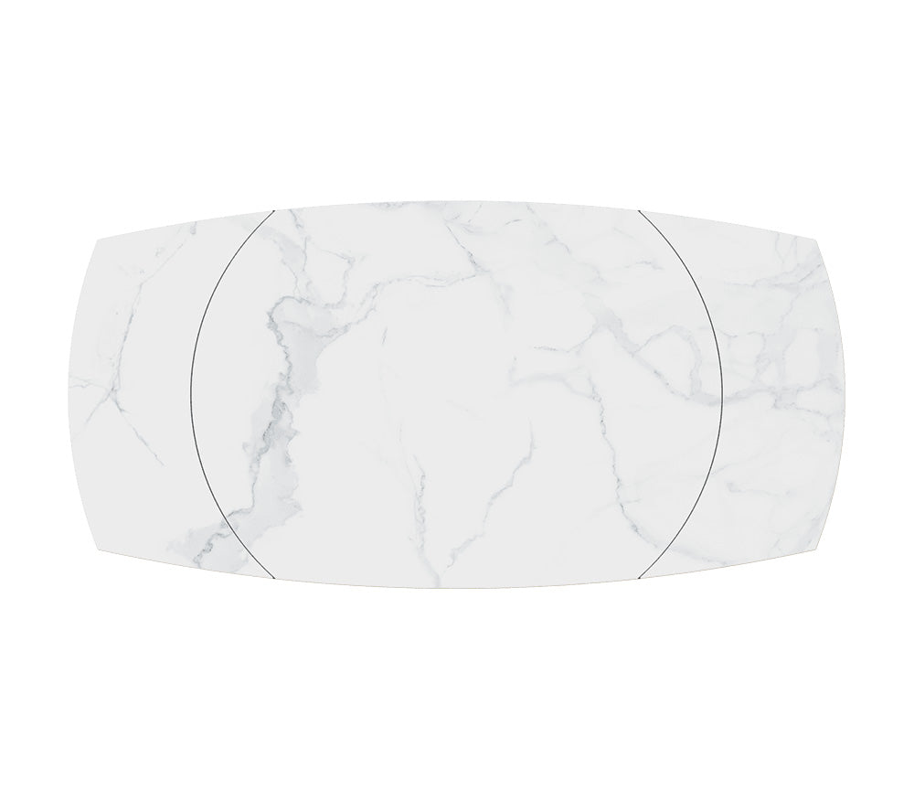 Table céramique effet marbre blanc extensible - Kheops - Akante - Souffle d'intérieur