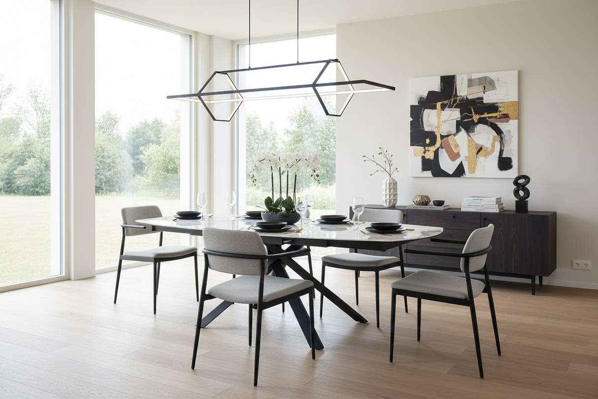 Table céramique effet marbre doro extensible - Kheops - Akante - Souffle d'intérieur