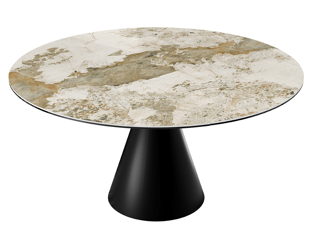 Table Icone – marbre calcatta – vue 3/4