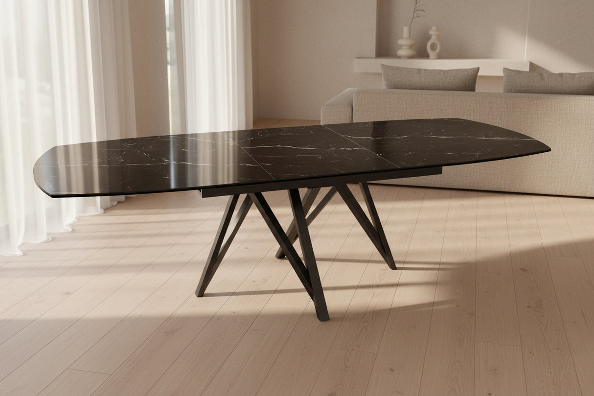 Table ceramique extensible Sedona – marbre marquina – akante