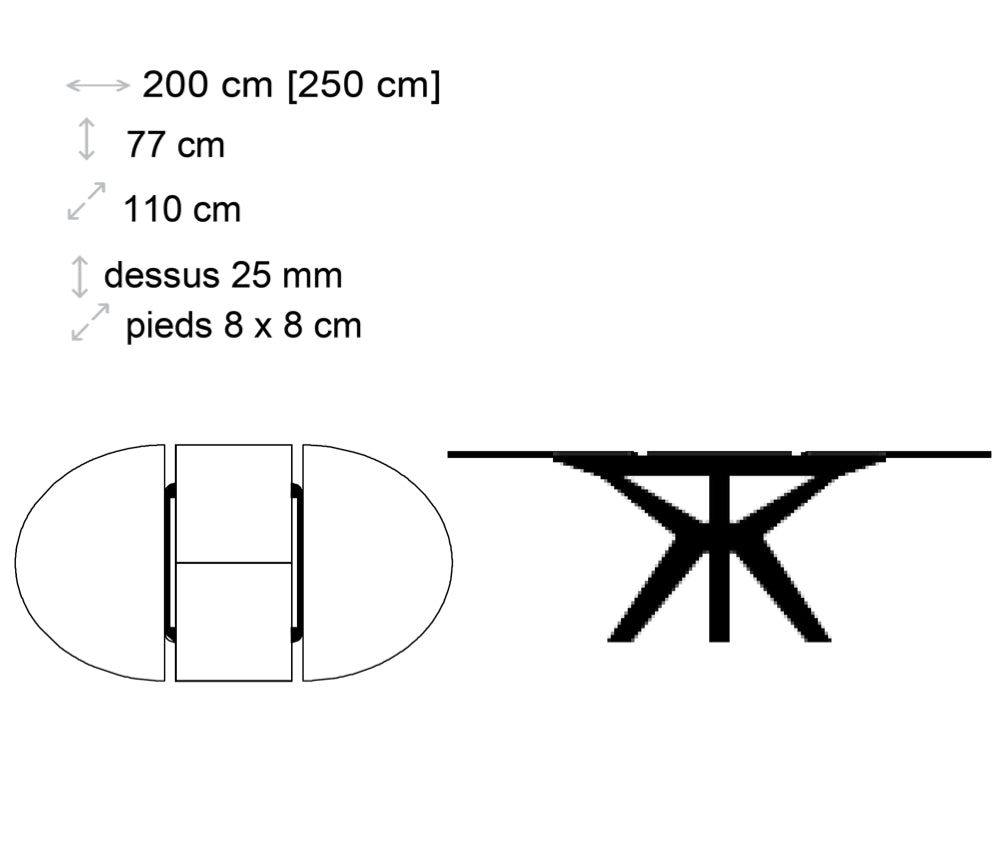 Table bois ovale extensible de salle à manger moderne - Elvira