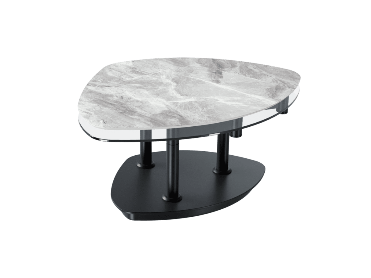 table de salon pivotante ceramique effet marbre - Akante