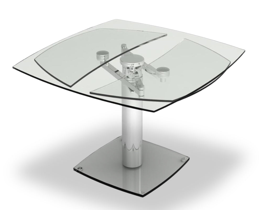 Table en verre trempée transparente extesnible - Souffle d'intérieur