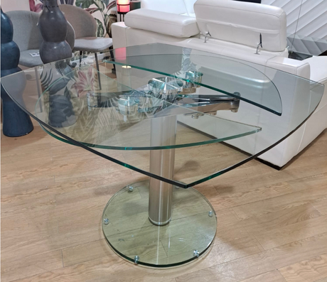 Table de salle à manger en verre transparente extensible - Souffle d'intérieur