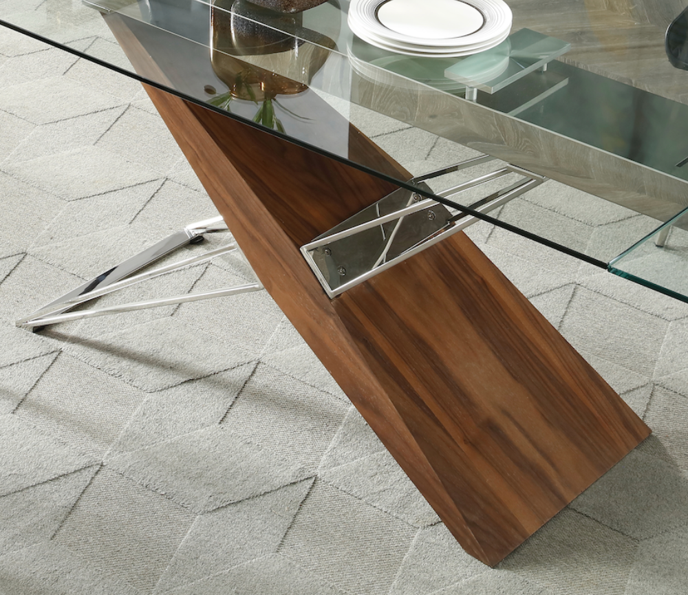 Table en verre et bois extensible - Fely
