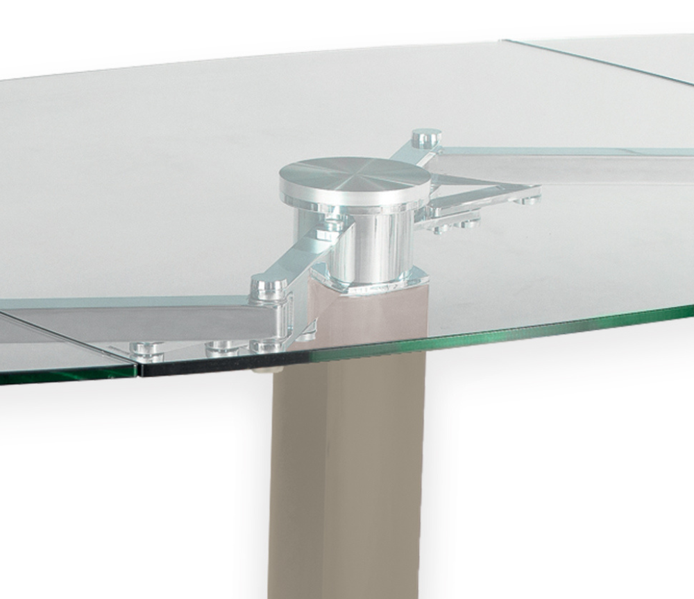 Table en verre extensible design de salle à manger pieds taupe 110 cm - Leo