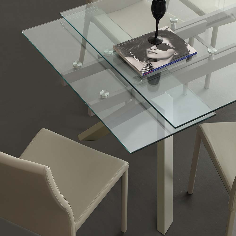 Table en verre extensible pieds métal - William