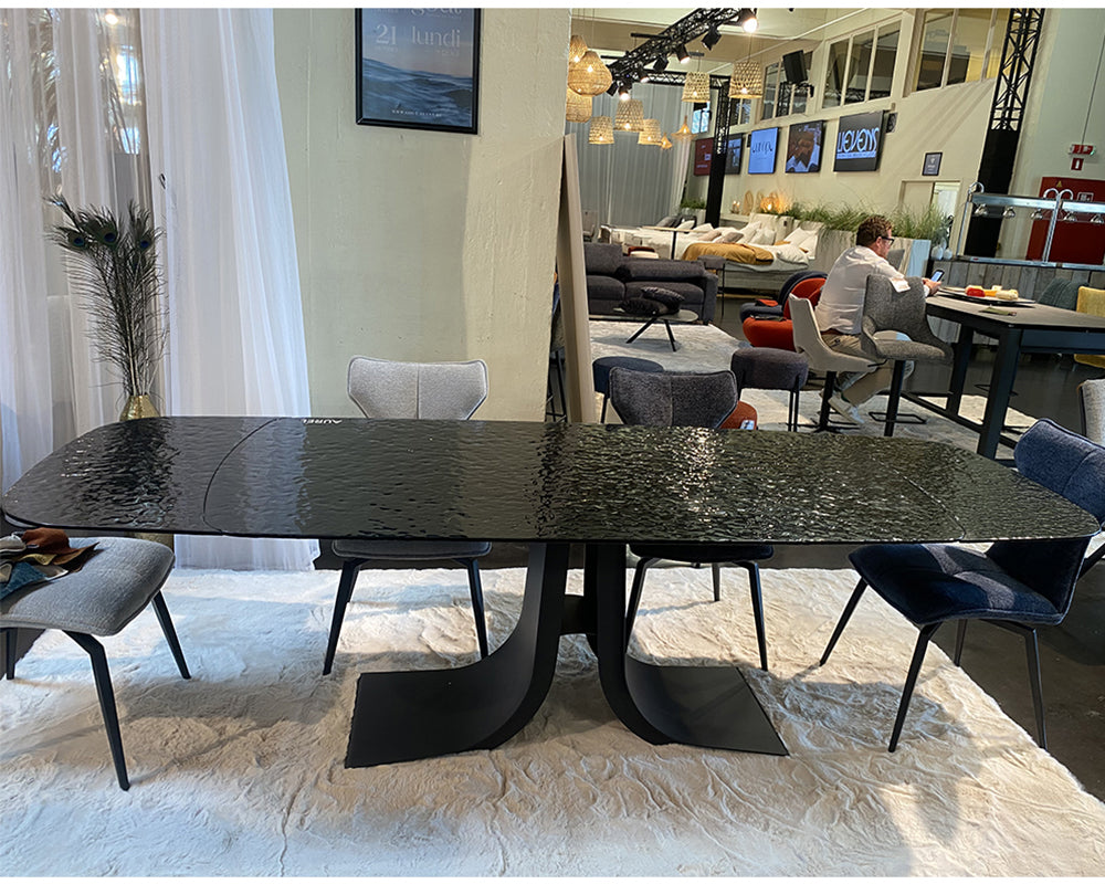 Table en verre noir extensible - Souffle d'intérieur
