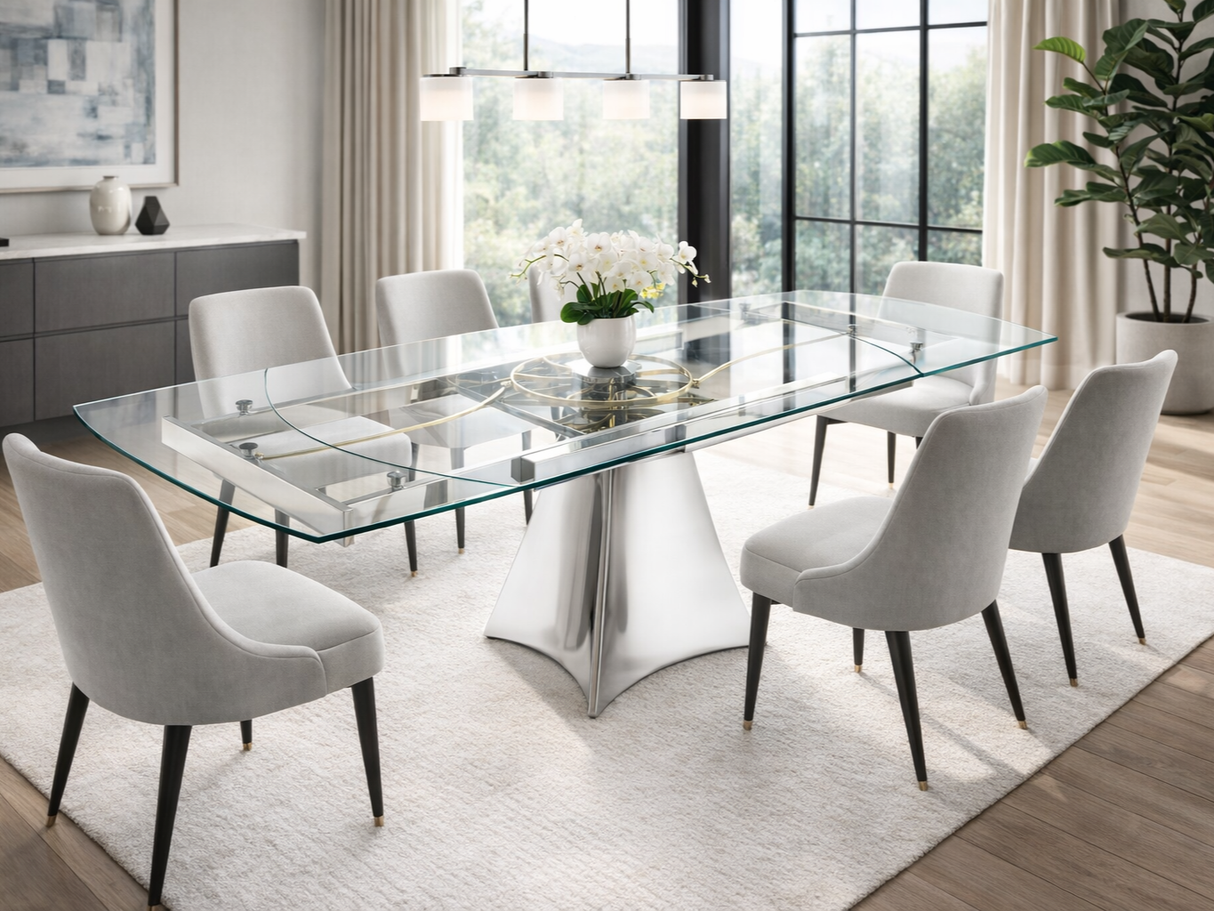 Extendable glass table 137x90cm - Clock