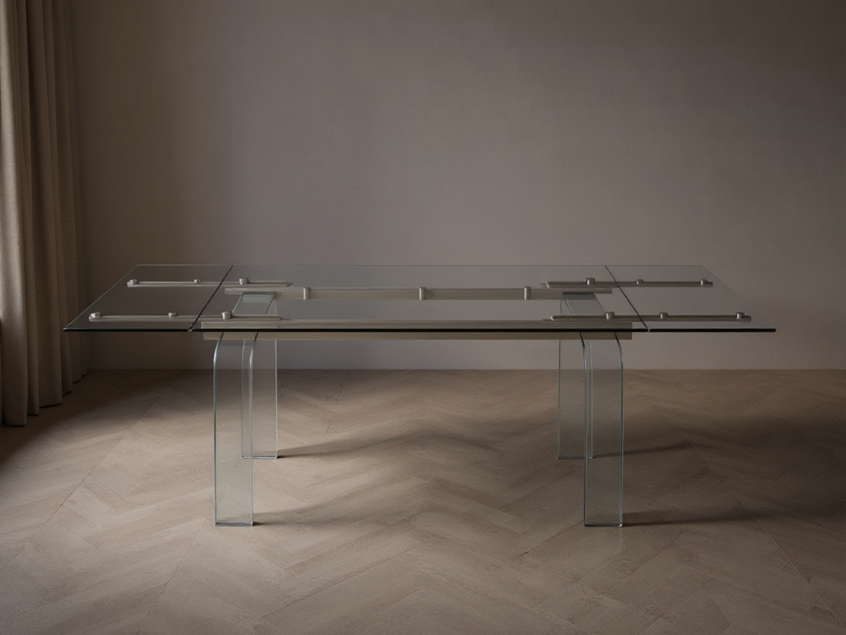 Table en verre extensible pieds transparent - Nelly
