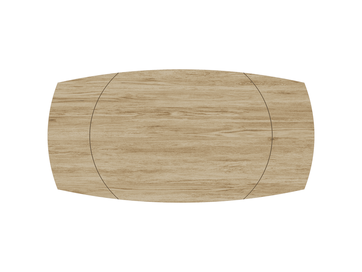 Vue dessus – Miranda – plateau ovale bois – ouvert