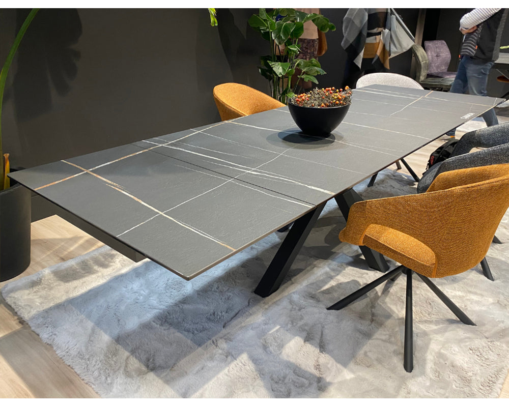 Table céramique extensible design effet pierre noir lievens - Souffle d'intérieur