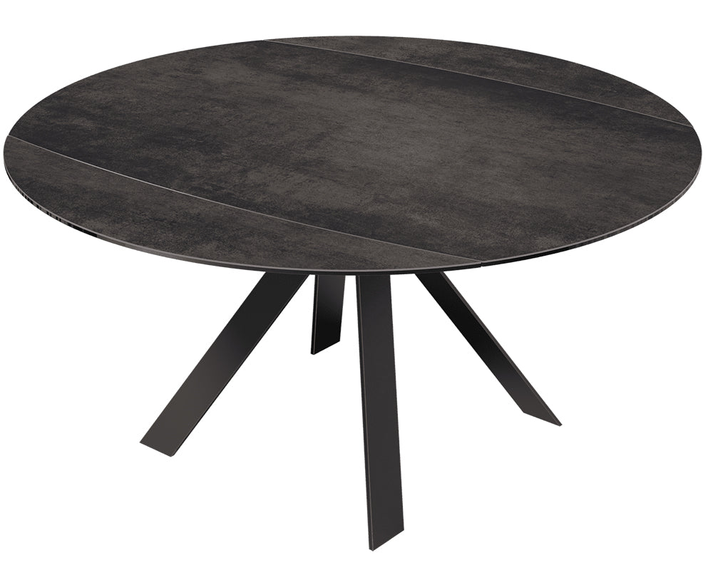 Table extensible Austy – rallonges – fermé – céramique effet marbre Acier