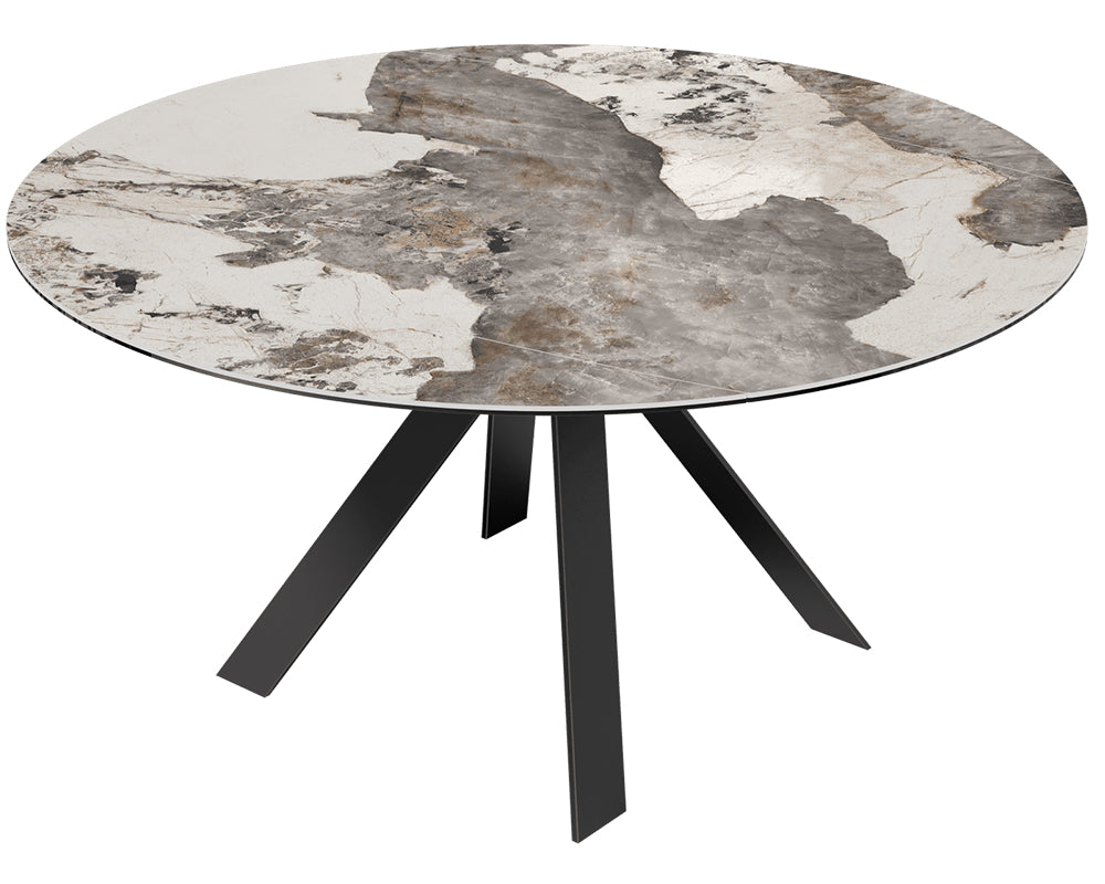 Table à manger Austy - vue de profil - céramique effet marbre Calacatta