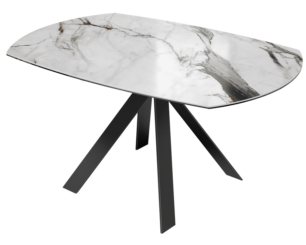 Table extensible Austy – rallonges – ouverte – céramique effet marbre Fiore