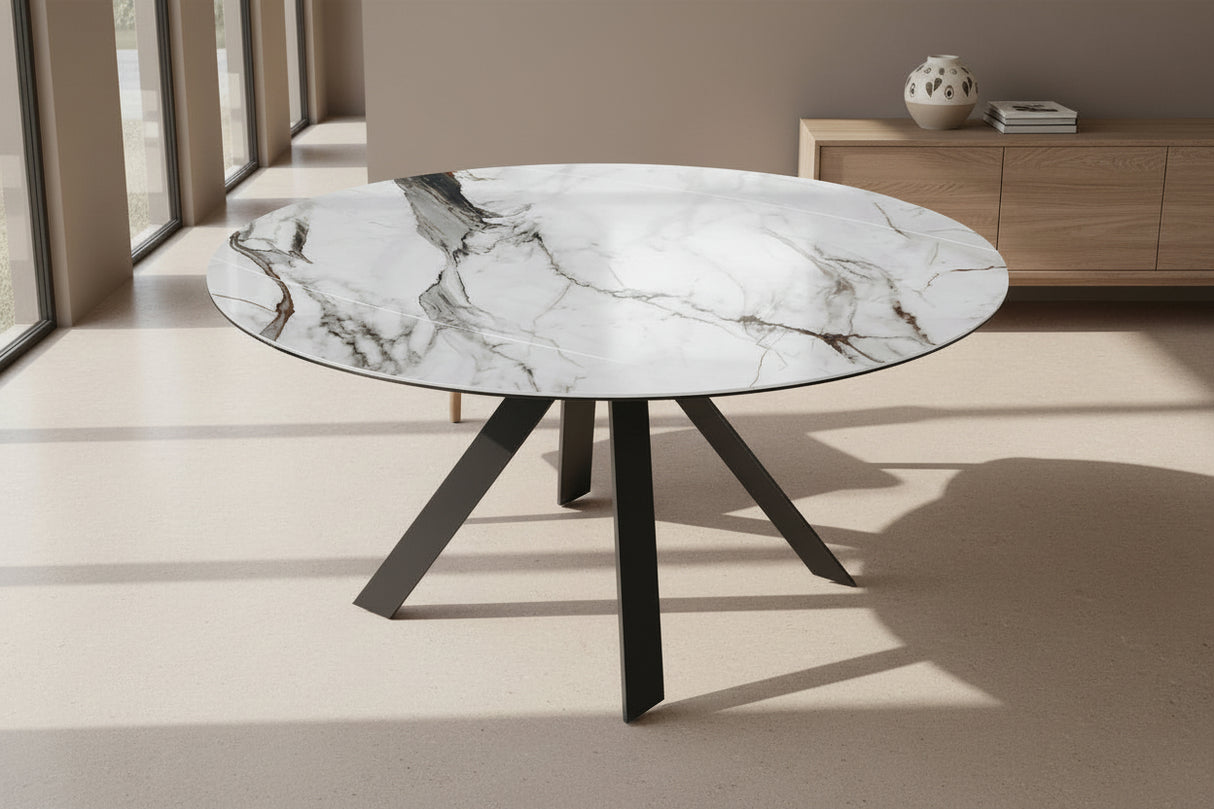 Table extensible Austy – rallonges – fermé – céramique effet marbre Fiore